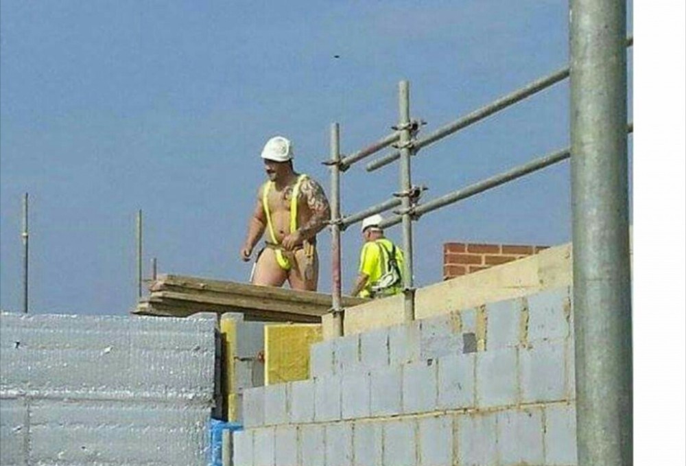 Busty contruction workers