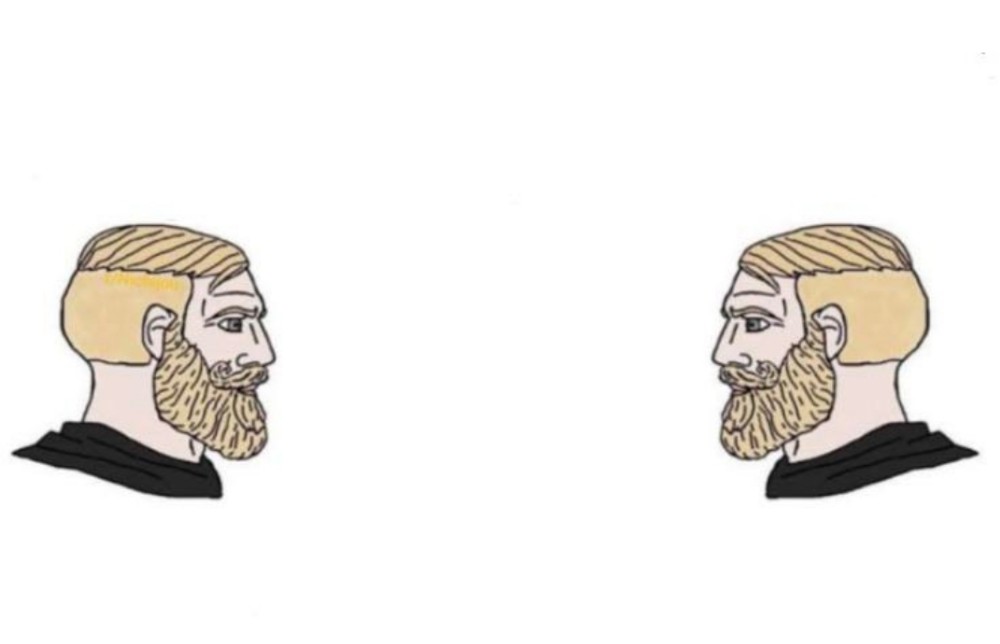 Бородатый чел наслаждается двумя крошками