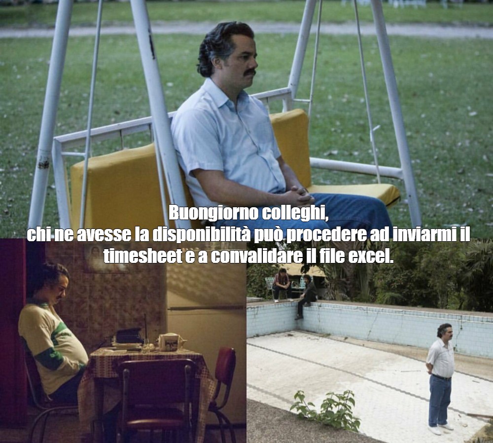 Meme Buongiorno colleghi chi ne avesse la disponibilità può