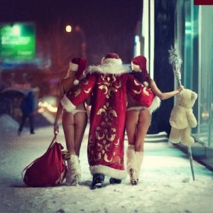 Create meme: champagne happy new year, Santa Claus, maiden
