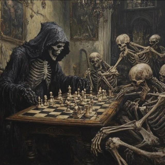 Create meme: chess with death, Death is playing chess, Playing with death