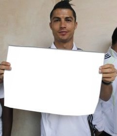 Create meme: Ronaldo holds a poster, ronaldo signa, Ronaldo Cristiano