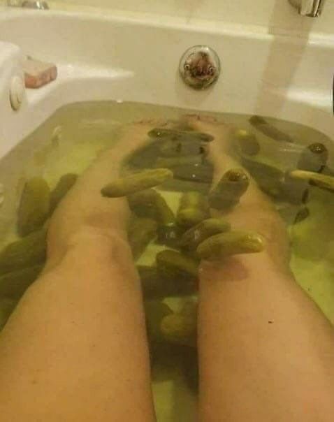 Create meme: lies in a bath, bath with cucumbers, bathroom jokes