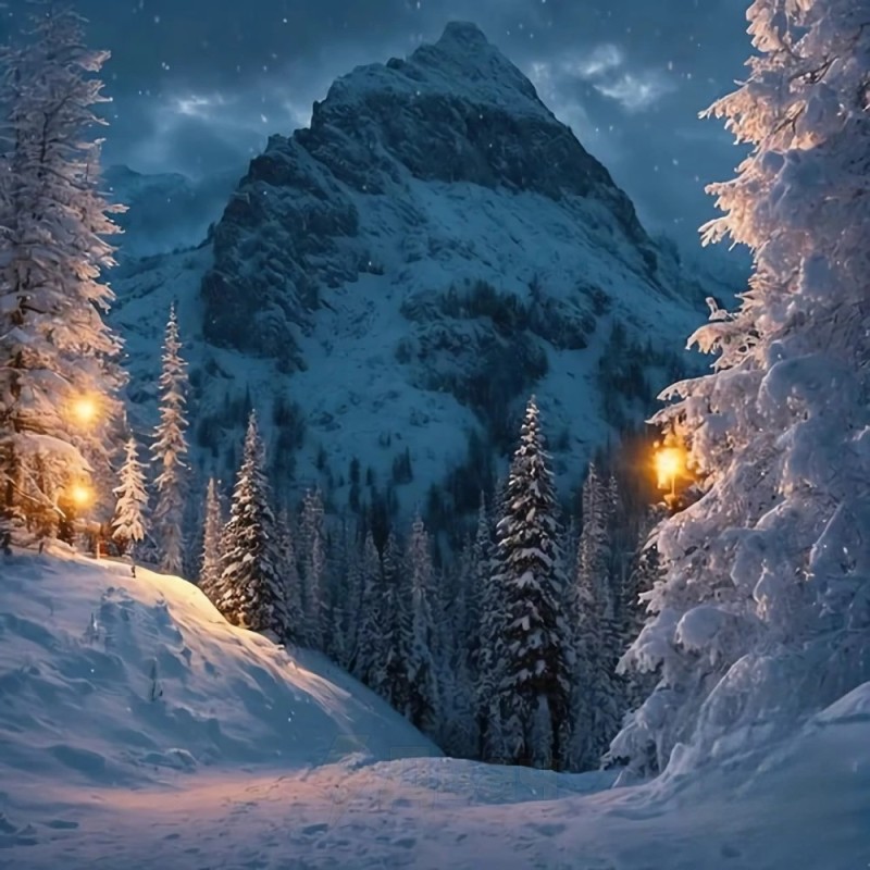 Create meme: winter night, winter, winter landscape