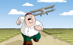 Создать мем: питер гриффин бежит от самолёта, брайан гриффины, бертрам гриффины