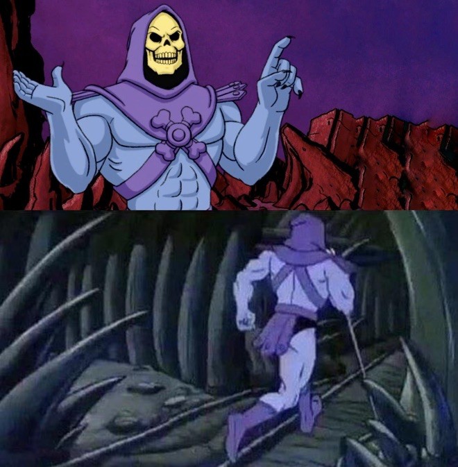 Create meme: skeletor, skeletor will return later with another unpleasant fact, hee Myung skeletor