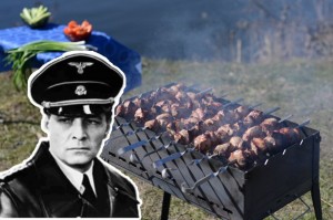 Create meme: barbecue grill, barbecue in the country, kebab