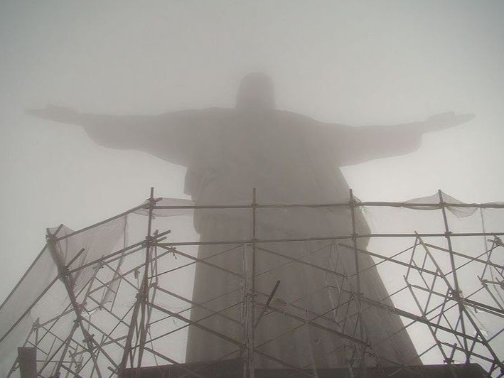 Create meme: the statue of Christ the Redeemer, attack , the statue of Christ the Redeemer