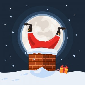 Создать мем: санта в трубе вектор, санта клаус застрял в трубе, santa stuck in the chimney