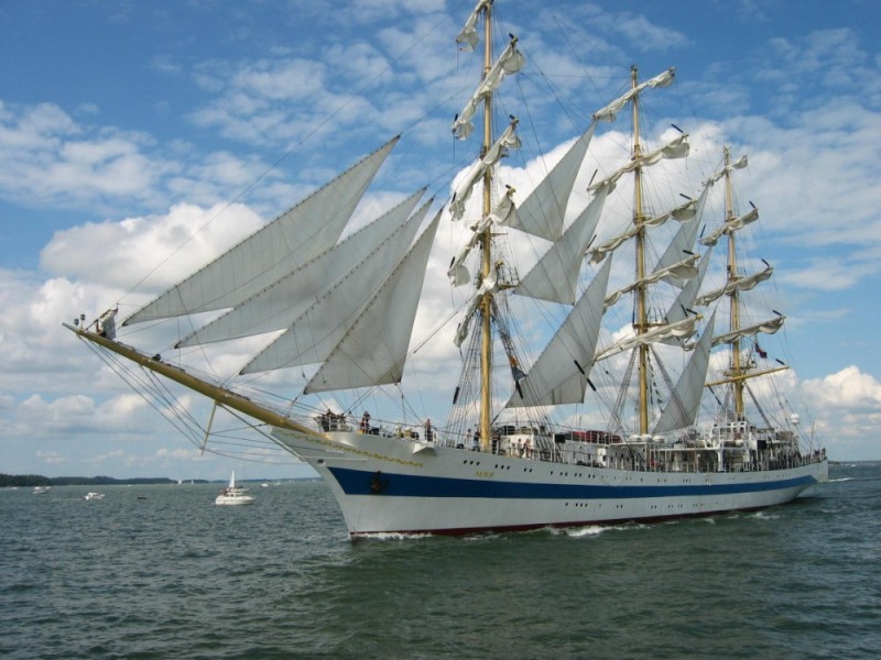 Create meme: a ship with white sails, sailing ship, The white sailboat