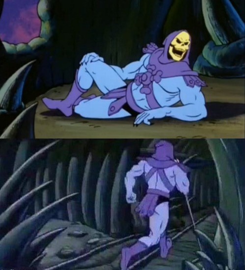 Create meme: Hee-man and the masters of the universe, skeleton will return later, skeletor animated series