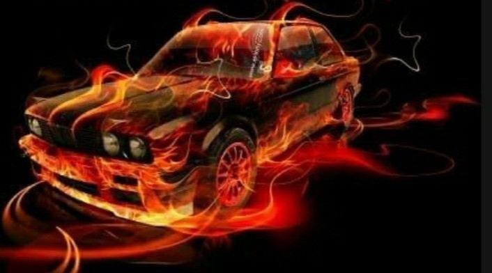 Create meme: cars on fire art, wheelbarrow fire, BMW is on fire