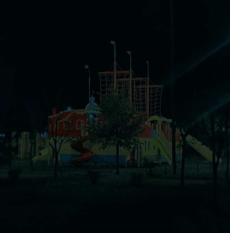 Create meme: playground at night, playgrounds at night, playground in the evening