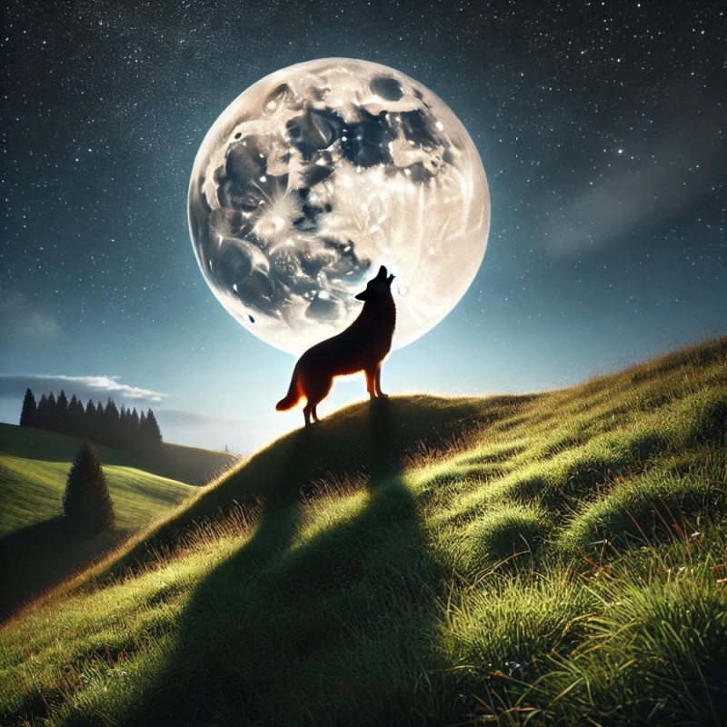 Create meme: wolf howling at the moon, moon wolf, the wolf under the moon