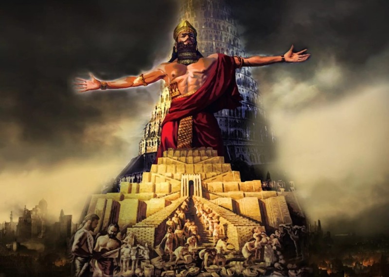 Create meme: The Babylonian king Nimrod, Nimrod King of Babylon, Nimrod the Tower of Babel