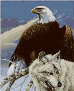 Создать мем: the wolf, вышивка животные, the eagle