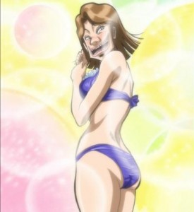 Create meme: hinata bikini, the girl from the start Kaiji 2, the girl in the skirt from the initial screen Kaiji 2