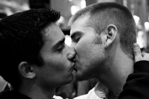 Create meme: gay, men kissing, male