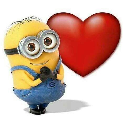 Create meme: minion with a heart, minions love, minion with a heart