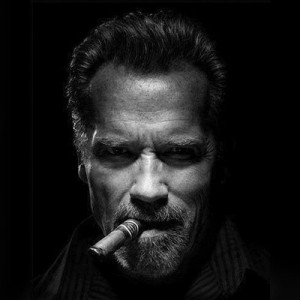 Create meme: cigar, Arnold Schwarzenegger, darkness