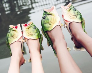 Create meme: beach Slippers humor, sneaker fish, Slippers fish