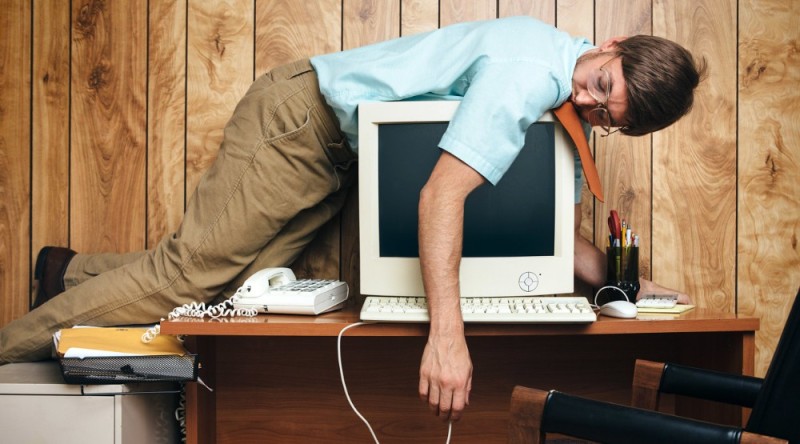 Create meme: tired at work, tired man at the computer, a very tired man
