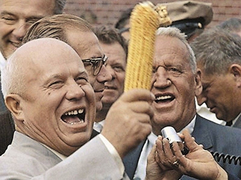 Create meme: Khrushchev's visit to the USA, Khrushchev in the USA, khrushchev and corn