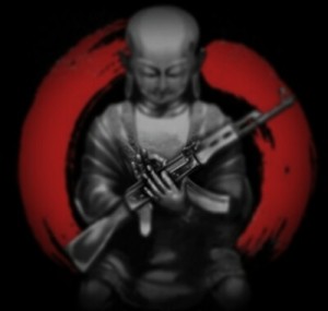 Create meme: Buddha with AK