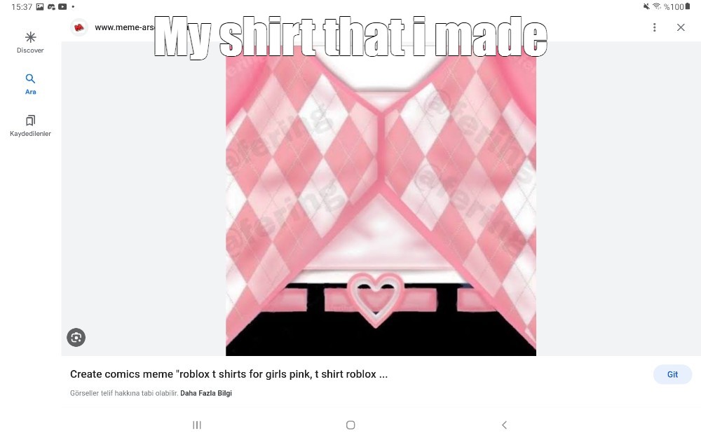 Create meme t-shirt roblox cute pink with white, screenshot