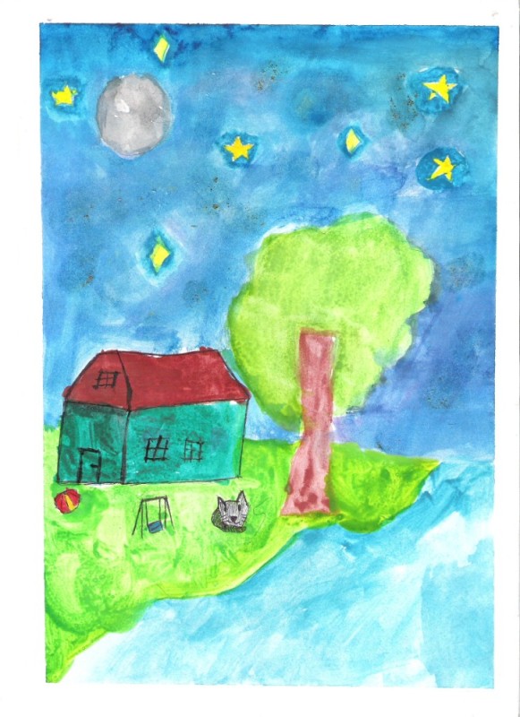 Create meme: drawings on the theme of a happy childhood through the eyes of a child, The homeland drawing, figure 