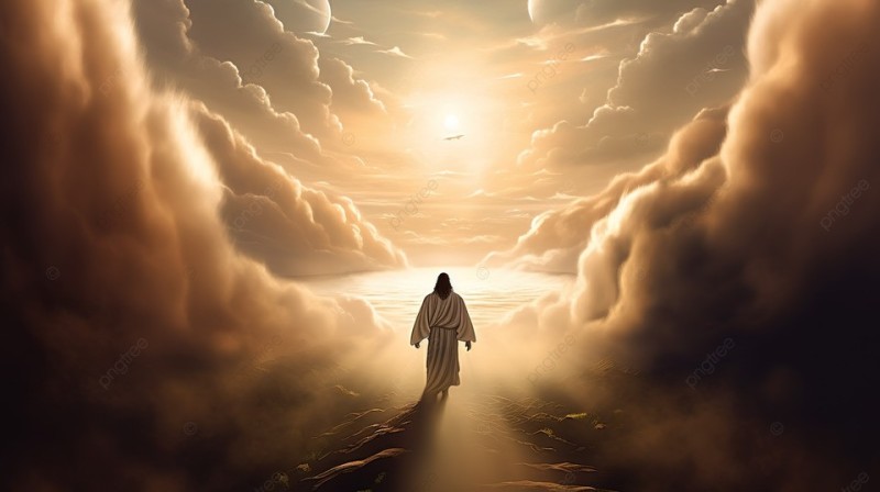 Create meme: Jesus in the clouds, Jesus in the sky, Jesus Christ is in heaven