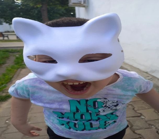 Create meme: white plastic cat mask, cat mask, cat mask