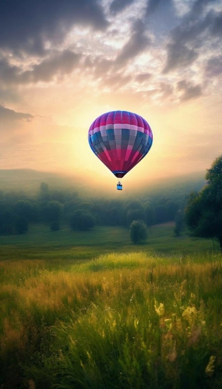 Create meme: hot air balloons, balloon, landscape with a balloon