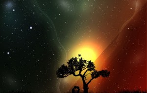 Создать мем: sunset background, space background, космос и человек и деревья
