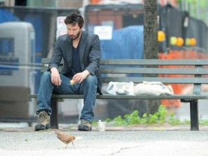 Create meme: Keanu Reeves on a bench, Keanu Reeves sad, Keanu Reeves