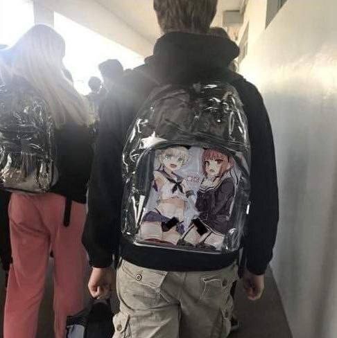 Create meme: anime-style backpack, backpack meme, anime backpack