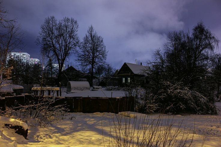 Create meme: winter evening in the village, winter evening, winter night