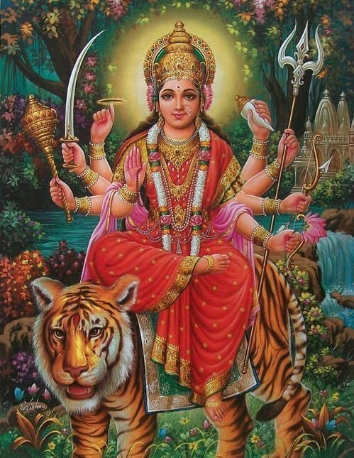 Create meme: Durga goddess, saraswati goddess, lakshmi is the goddess of prosperity