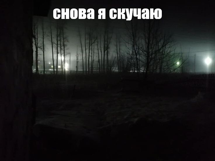 Create meme: Silent Hill fog, night yard, yard at night