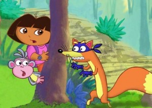 Create meme: cartoon characters Dora the Explorer, Dasha traveler slipper +18, Dora the Explorer cartoon