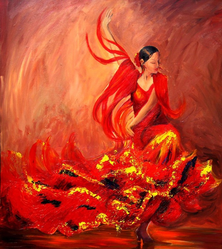 Create meme: Spanish flamenco dancers paintings, Flamenco by Mark Spain, flamenco oil painting