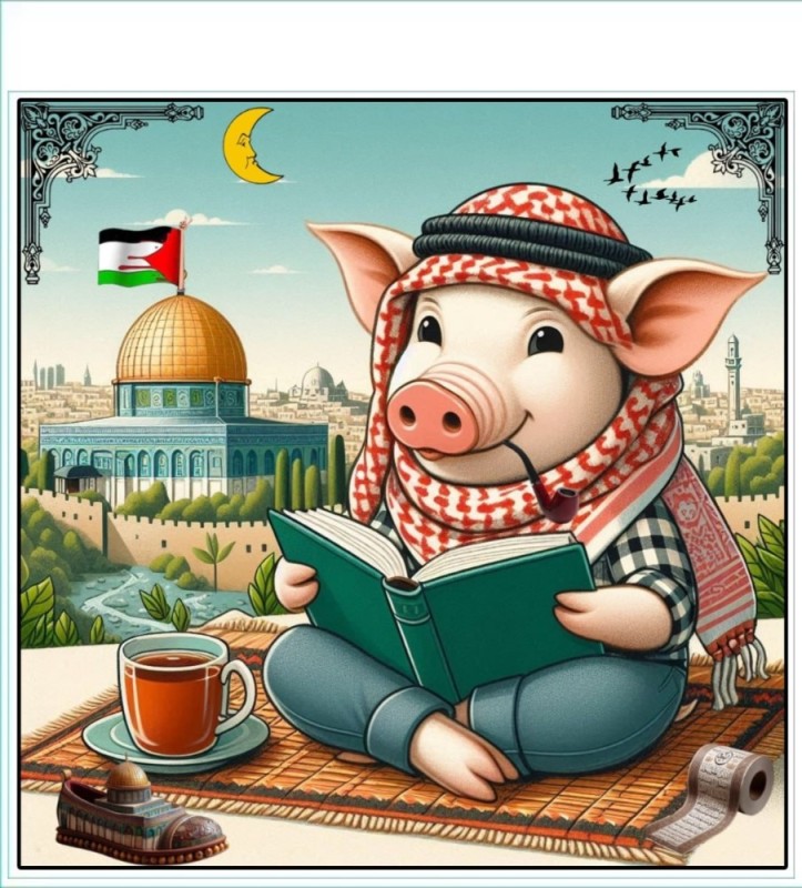 Create meme: A Muslim eats pork, muslim pig, pigs