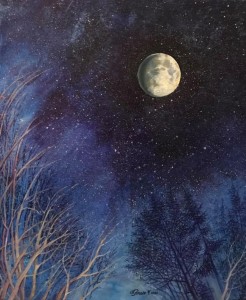 Create meme: painting with the moon, the moon painting