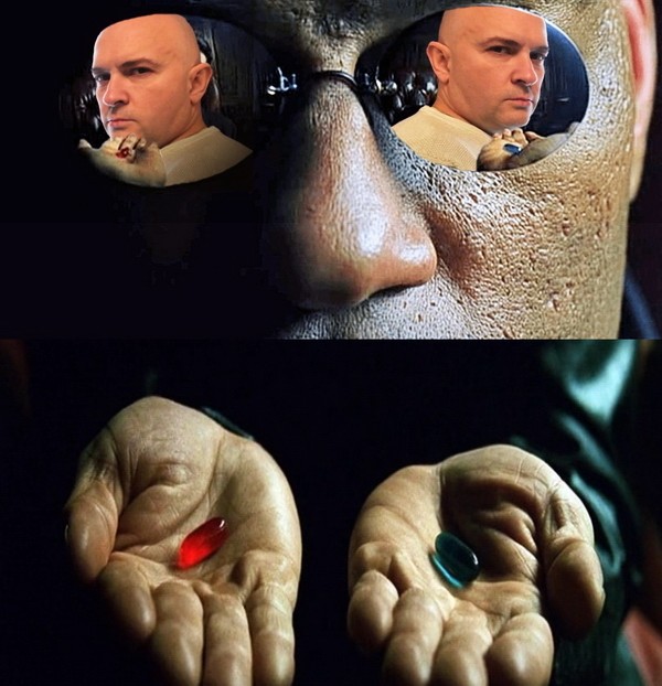 Create meme: Morpheus blue pill, Morpheus is a choice between the two pills, Morpheus pills