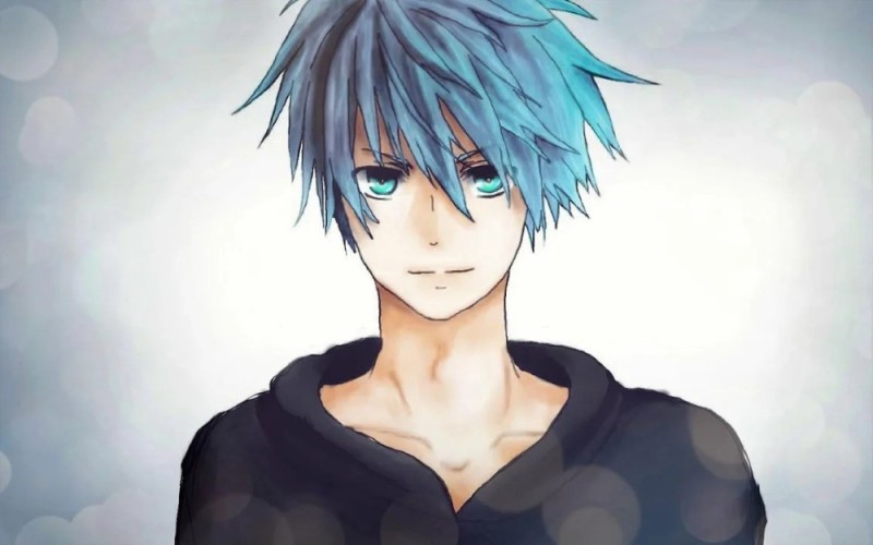 Create meme: guy anime, anime characters with blue hair, anime with blue hair