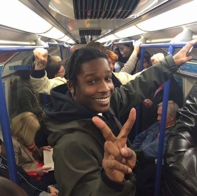 Create meme: asap rocky , asap rocky in the subway, feet 