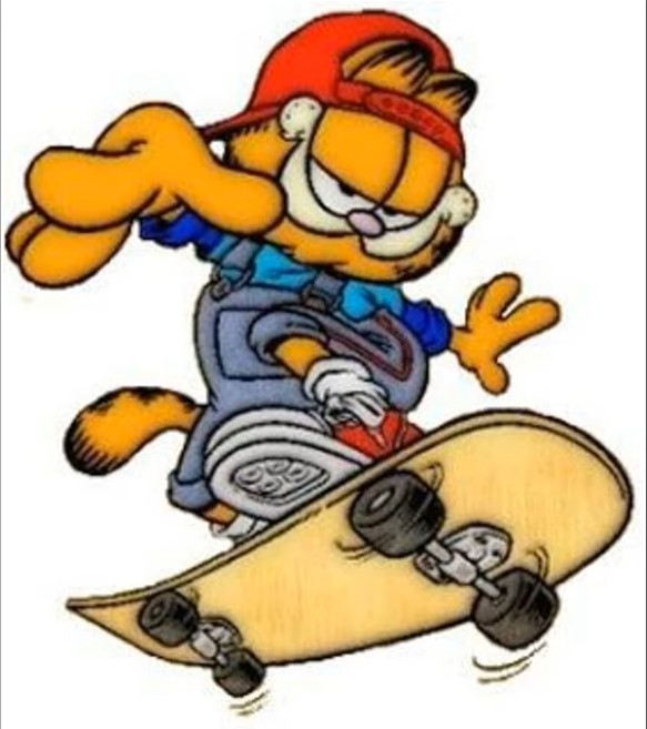 Create meme: garfield , garfield skate, Garfield on a skateboard