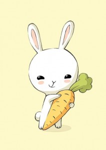 Create meme: rabbit cute, cute bunnies drawings, Bunny with carrot pattern
