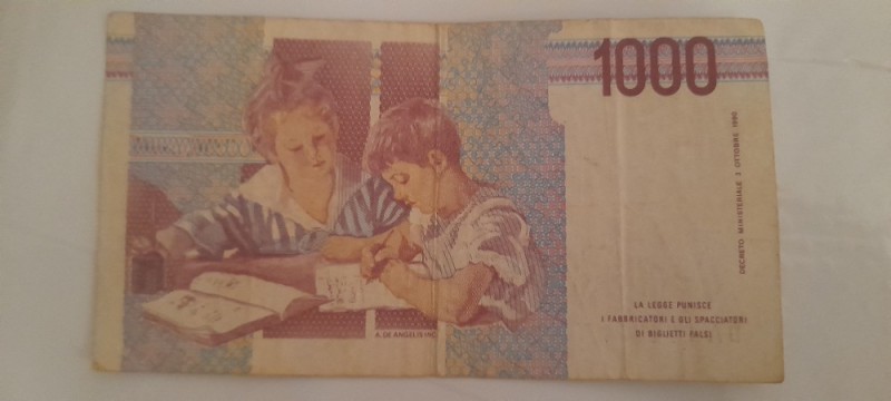 Create meme: 1000 lire, banknotes of Russia , 1000 lire 1990