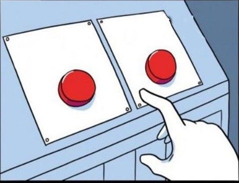 Create meme: button meme, red button meme, two buttons meme template